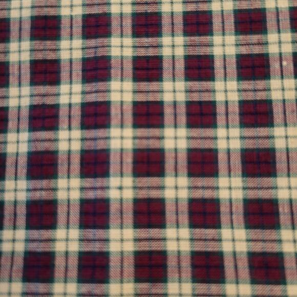 Plaid Fabric Burgundy Beige Cotton 22"x44" Small Piece for Quilting Crafts - Picture 1 of 9